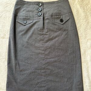 Soda Blu Charcoal Buttoned Pencil Skirt
